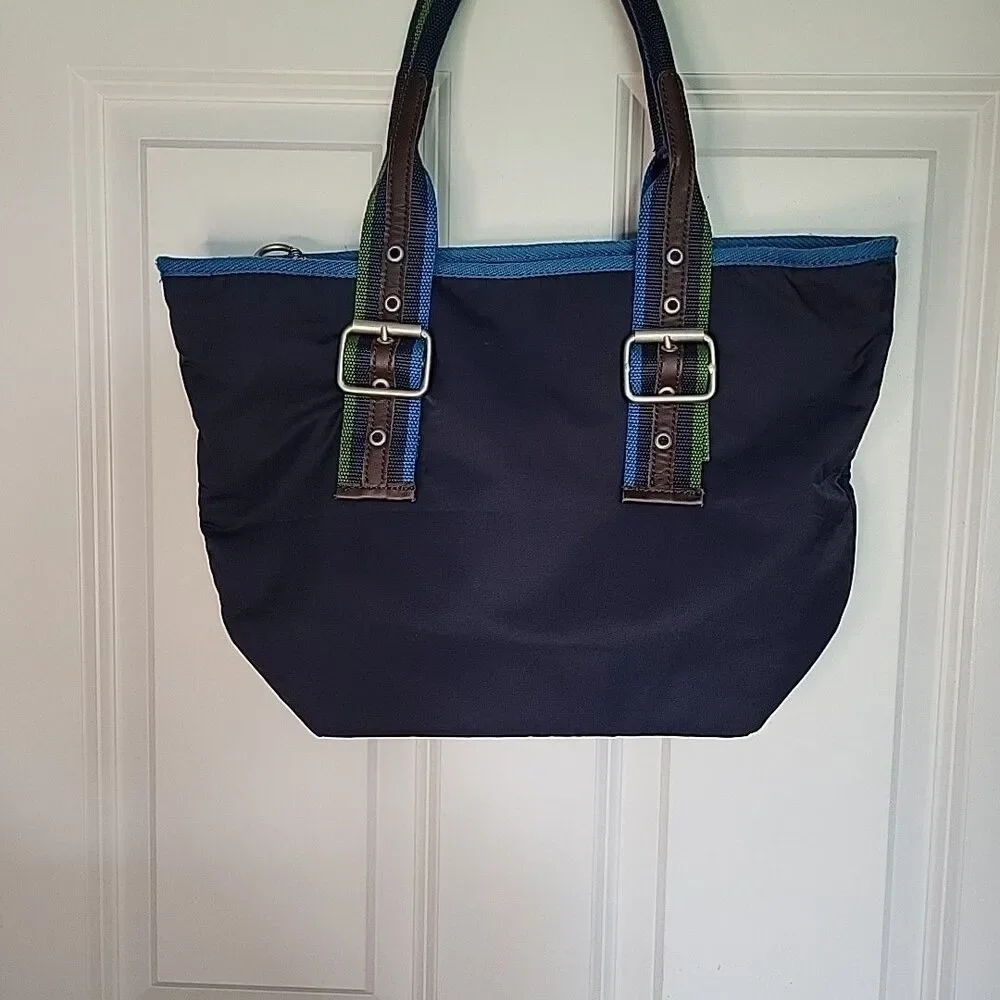 Y2K American Eagle‎ Navy Blue Buckle Tote Bag with Keychain Logo